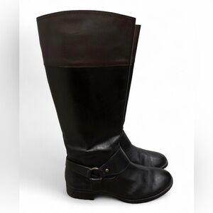 Womens Lauren Ralph Lauren Sulita Tall Riding Boots 9B Black Brown Upper Leather